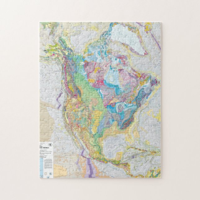 Quebra-cabeça Mapa Geológico USGS da América do Norte (Vertical)