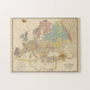 Quebra-cabeça Mapa Geológico Vintage da Europa (1856)