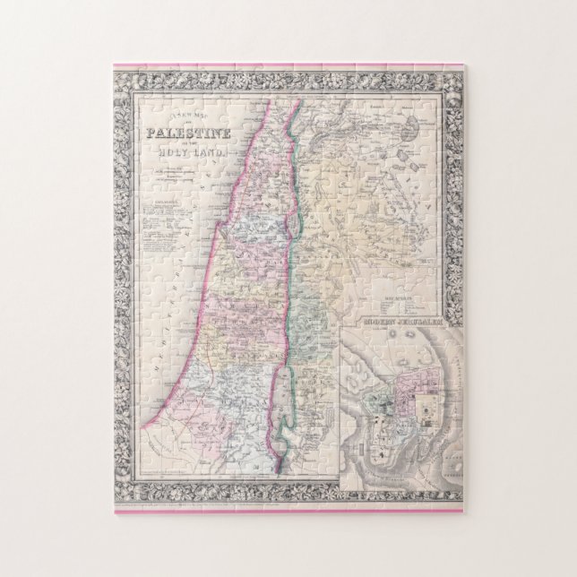 Quebra-cabeça Mapa Histórico do Estado da Palestina de 1864 (Vertical)