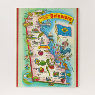 Quebra-cabeça Mapa Ilustrado Antigo de Delaware