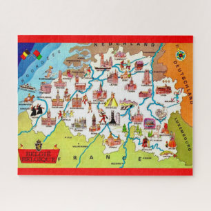 Quebra-cabeça Mapa ilustrado Colorido da Bélgica