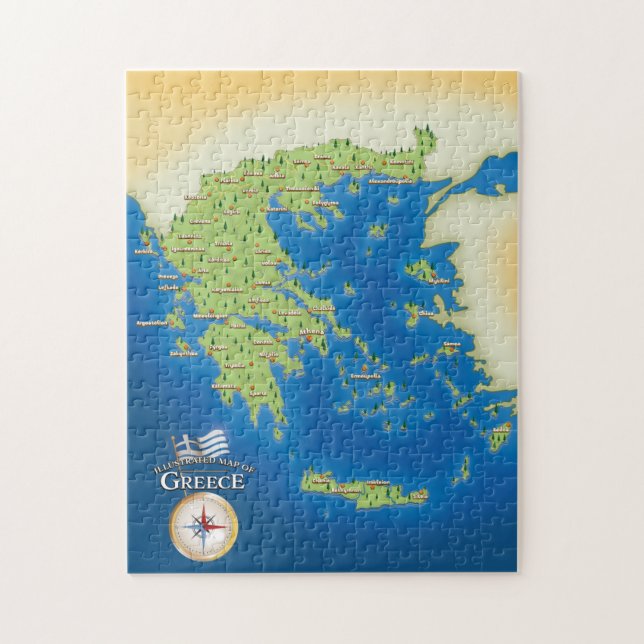 Quebra-cabeça Mapa Ilustrado da Grécia (Vertical)