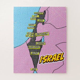 Quebra-cabeça Mapa ilustrado de Israel em Pop Art