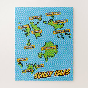 Quebra-cabeça Mapa ilustrado de Pop Art das Ilhas Scilly