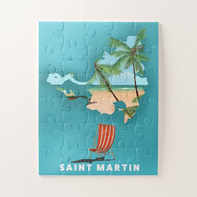 Quebra-cabeça Mapa ilustrado de São Martinho. (Vertical)