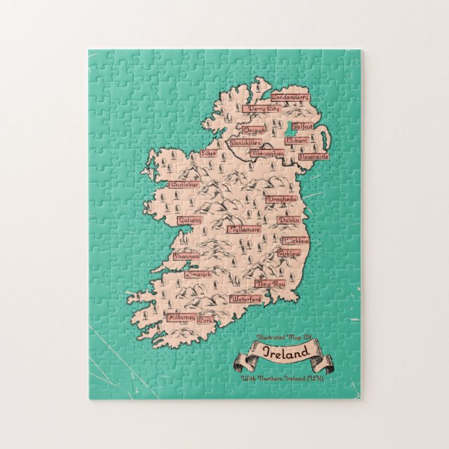 Quebra-cabeça Mapa ilustrado de viagens da Irlanda (Vertical)