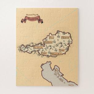 Quebra-cabeça Mapa ilustrado vintage da Áustria
