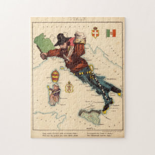 Quebra-cabeça Mapa Ilustrativo da Itália (1869)