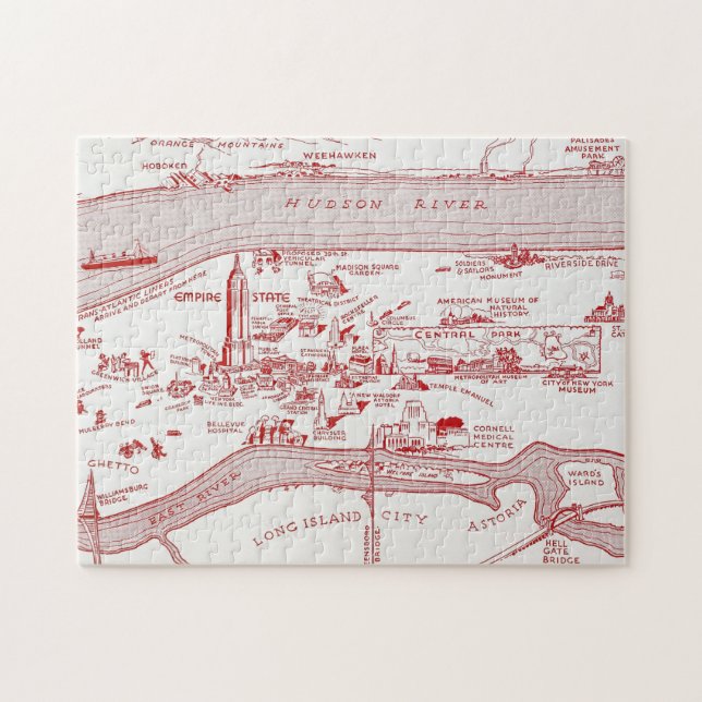 Quebra-cabeça MAPA: MANHATTAN, c1935 (Horizontal)