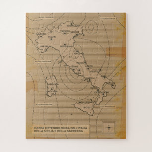 Quebra-cabeça Mapa meteorológico antigo da Itália, Scilly e Sard