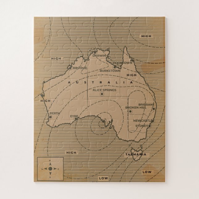 Quebra-cabeça Mapa meteorológico da Austrália (Vertical)