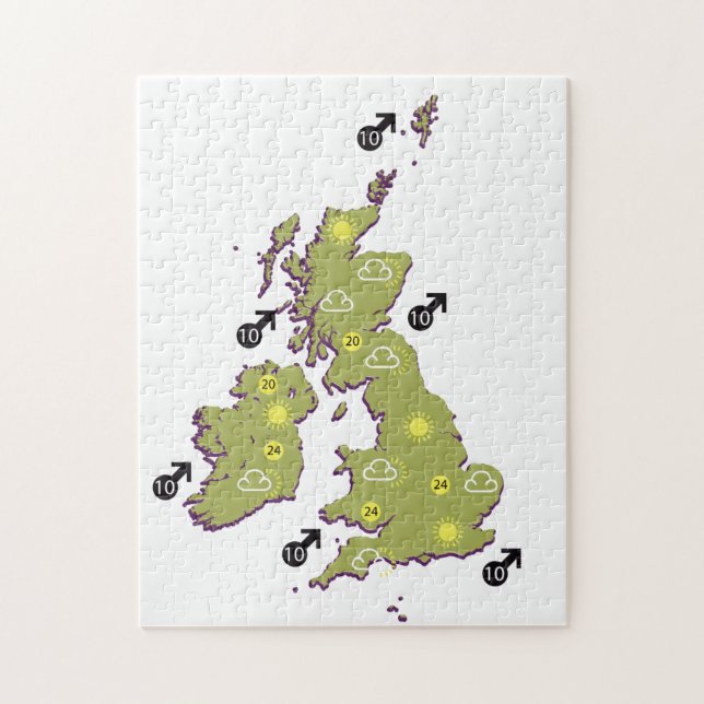 Quebra-cabeça Mapa meteorológico retrô das Ilhas Britânicas (Vertical)