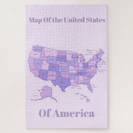 Quebra-cabeça Mapa Minimalista dos Estados Unidos Arte Rosa Roxo