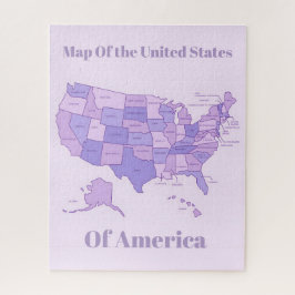 Quebra-cabeça Mapa Minimalista dos Estados Unidos Arte Rosa Roxo