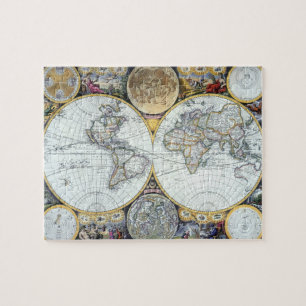 Quebra-cabeça Mapa Mundial Antigo, Atlas Maritimus de John Selle