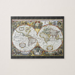 Quebra-cabeça Mapa Mundial Antigo por Hendrik Hondius, 1630
