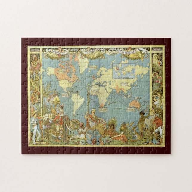 Quebra-cabeça Mapa Mundial Antiquado do Império Britânico, 1886 (Horizontal)