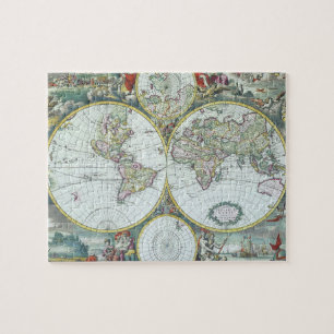 Quebra-cabeça Mapa Mundial Antiquado do Século XVII, Frederick D