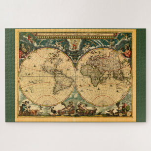 Quebra-cabeça Mapa Mundial Antiquado - Joan Blaeu - 1664