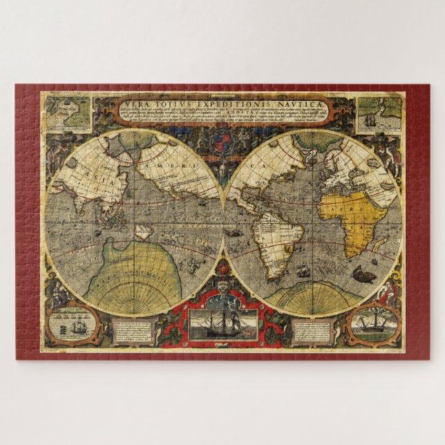 Quebra-cabeça Mapa Mundial Antiquado nº 2 (Horizontal)
