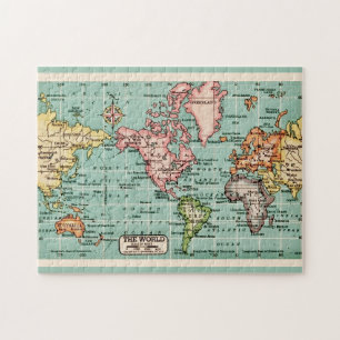 Quebra-cabeça Mapa Mundial Colorido Vintage