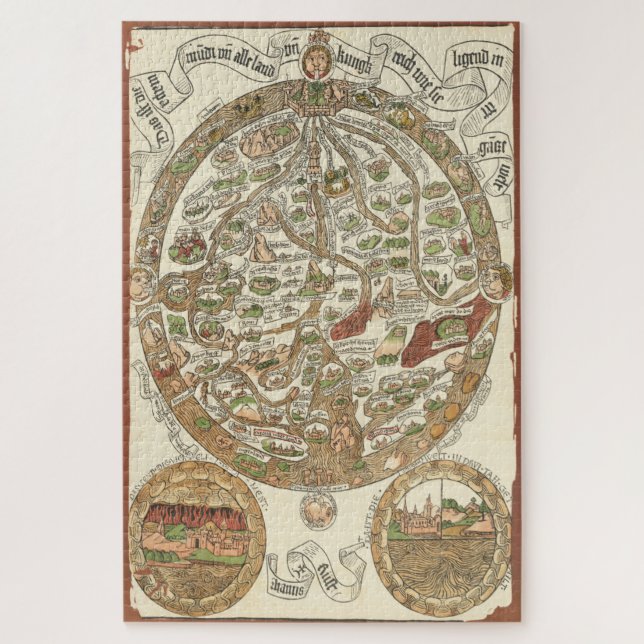 Quebra-cabeça Mapa Mundial de 1480 Woodcut (Vertical)