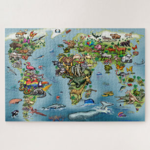 Quebra-cabeça Mapa Mundial de Animais