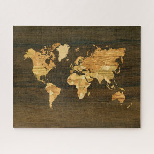 Quebra-cabeça Mapa Mundial de Madeira