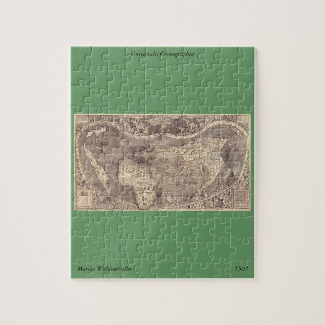 Quebra-cabeça Mapa Mundial de Martin Waldseemuller 1507 (Vertical)