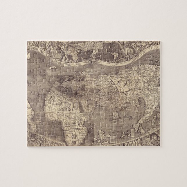 Quebra-cabeça Mapa Mundial de Martin Waldseemuller 1507 (Horizontal)