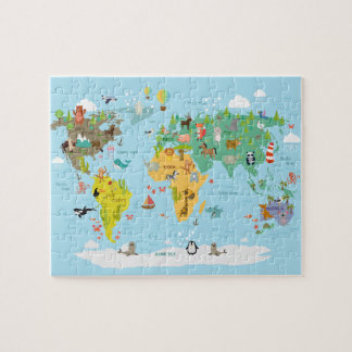 Quebra-cabeça Mapa Mundial Desenho Infantil