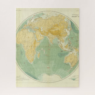 Quebra-cabeça Mapa Mundial do Oceano Índico, Europa, Ásia e Á