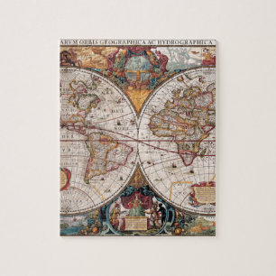 Quebra-cabeça Mapa mundial original do século XVII na década d
