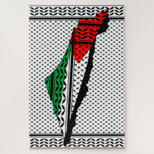 Quebra-cabeça Mapa Palestino que Bandeira e Padrão Keffiyeg