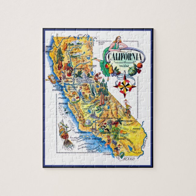 Quebra-cabeça Mapa Pictórico da Califórnia (Vertical)