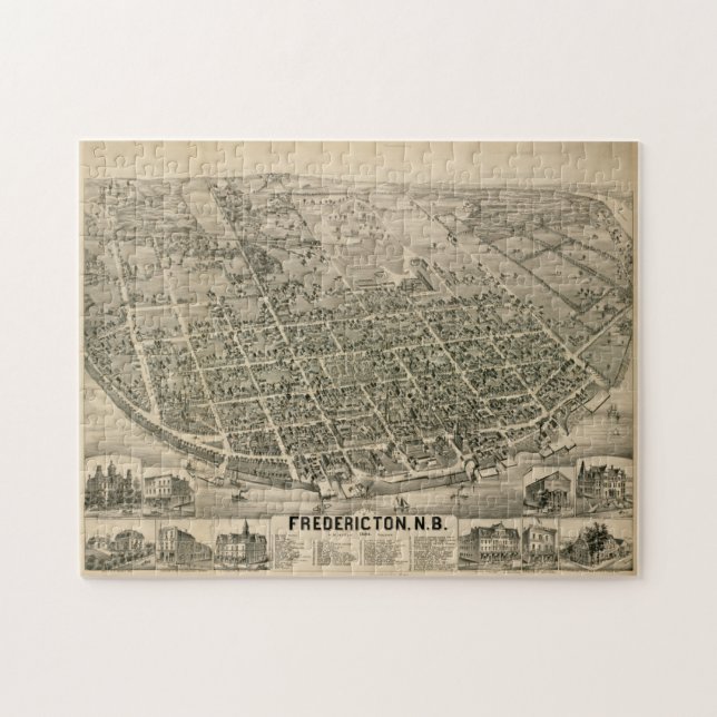 Quebra-cabeça Mapa Pictórico de Fredericton New Brunswick (Horizontal)