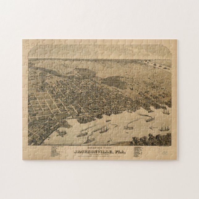 Quebra-cabeça Mapa Pictórico de Jacksonville FL (1874) (Horizontal)