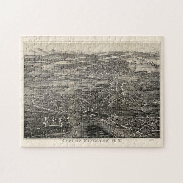 Quebra-cabeça Mapa Pictórico de Kingston NY (1875) (Horizontal)