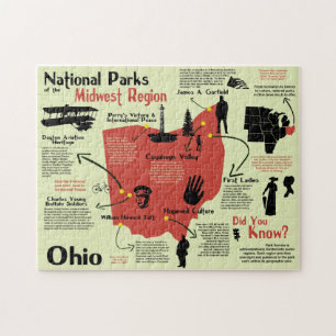 Quebra-cabeça Mapa Pictórico de Parks Nacionais de Ohio