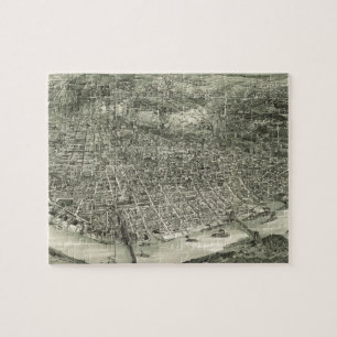 Quebra-cabeça Mapa pictórico do vintage de Cincinnati (1900)