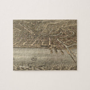 Quebra-cabeça Mapa pictórico do vintage de Cleveland (1877)