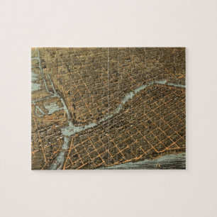 Quebra-cabeça Mapa pictórico do vintage de Milwaukee (1872)