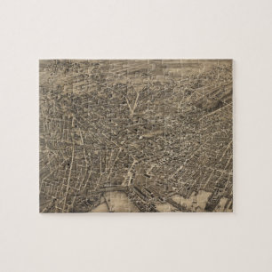 Quebra-cabeça Mapa pictórico do vintage de New Haven CT (1879)