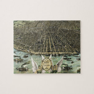Quebra-cabeça Mapa pictórico do vintage de St Louis (1896)