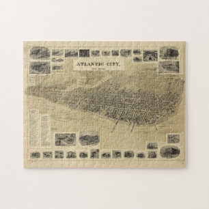 Quebra-cabeça Mapa Pictórico Vintage de Atlantic City NJ (1900)