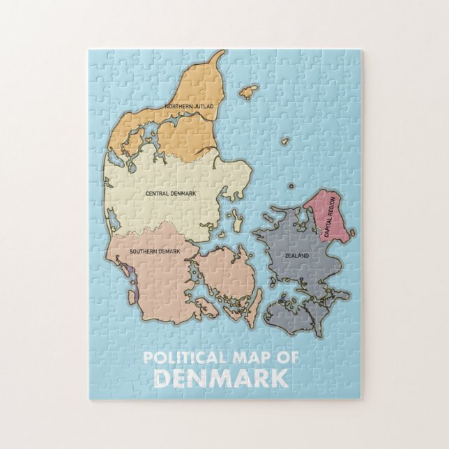 Quebra-cabeça Mapa político da Dinamarca (Vertical)