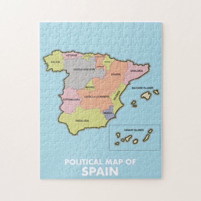 Quebra-cabeça Mapa político da Espanha. (Vertical)