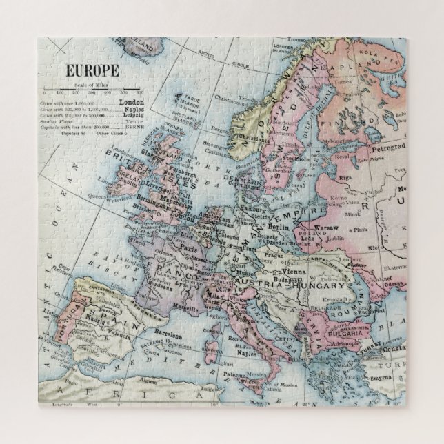 Quebra-cabeça Mapa Político da Europa (1916) (Vertical)