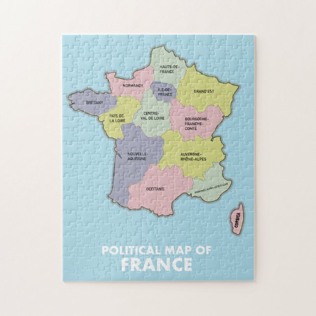 Quebra-cabeça Mapa político da França (Vertical)
