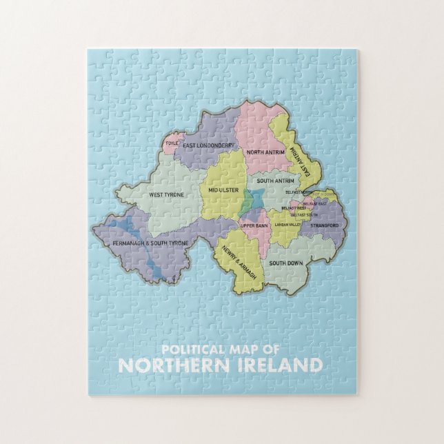 Quebra-cabeça Mapa Político Da Irlanda Norte. (Vertical)